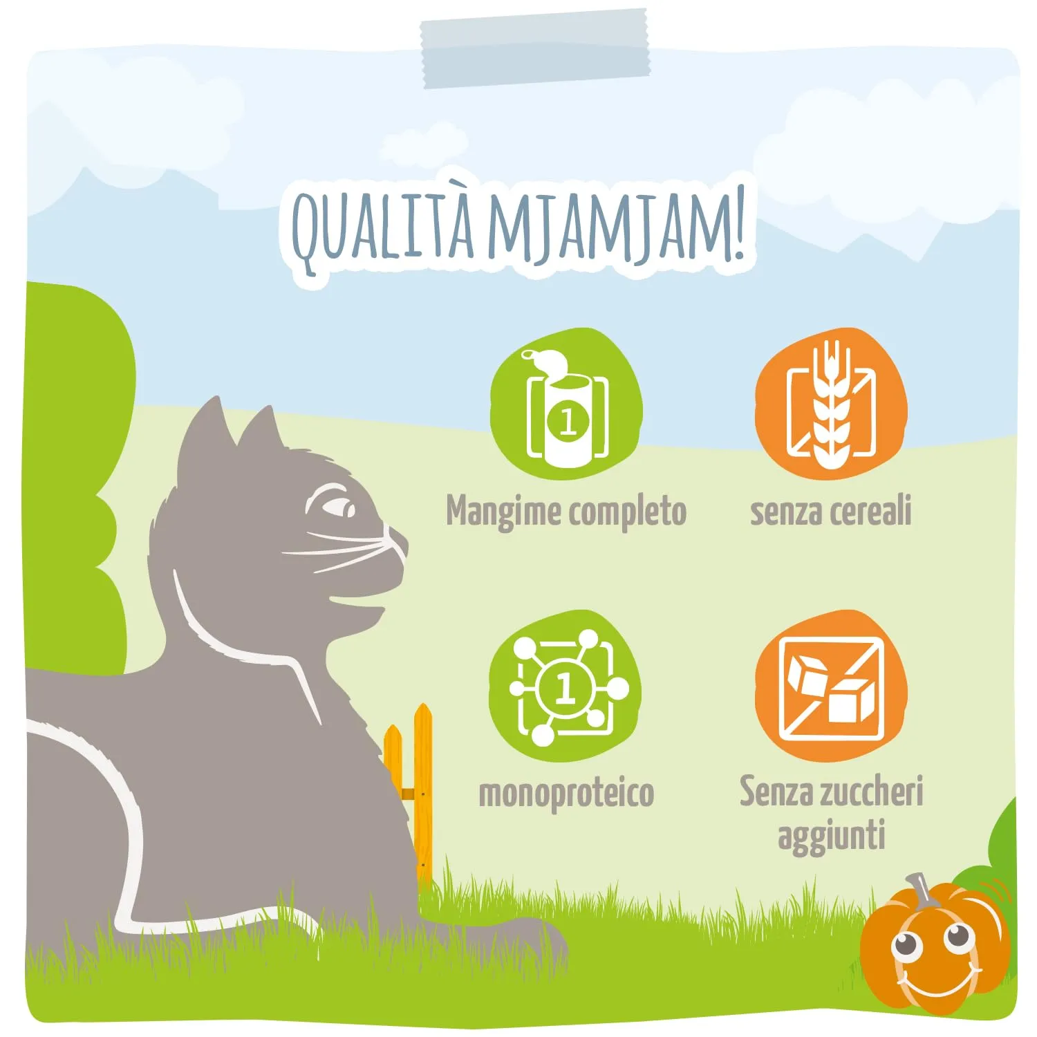 MjAMjAM - Cibo umido premium per gatti - Quetschie - Chicks & Friends favoloso pollo con zucca al vapore, confezione da 12 (12 x 125g), senza cereali - immagine 4