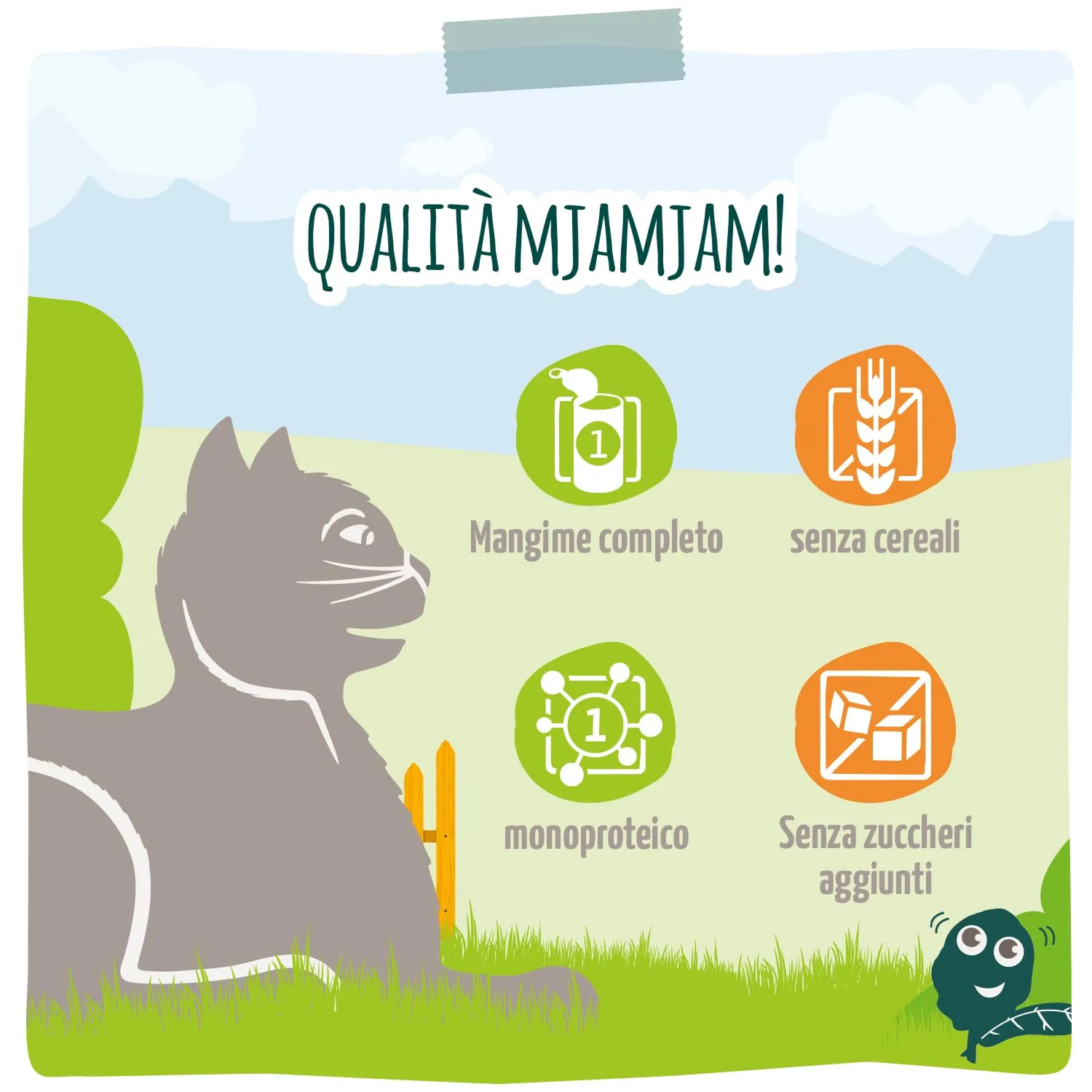 MjAMjAM - Cibo umido Premium per gatti - Quetschie - Chicks & Friends pollo succoso con spinaci al vapore, confezione da 6 (6 x 300g), senza cereali - immagine 4