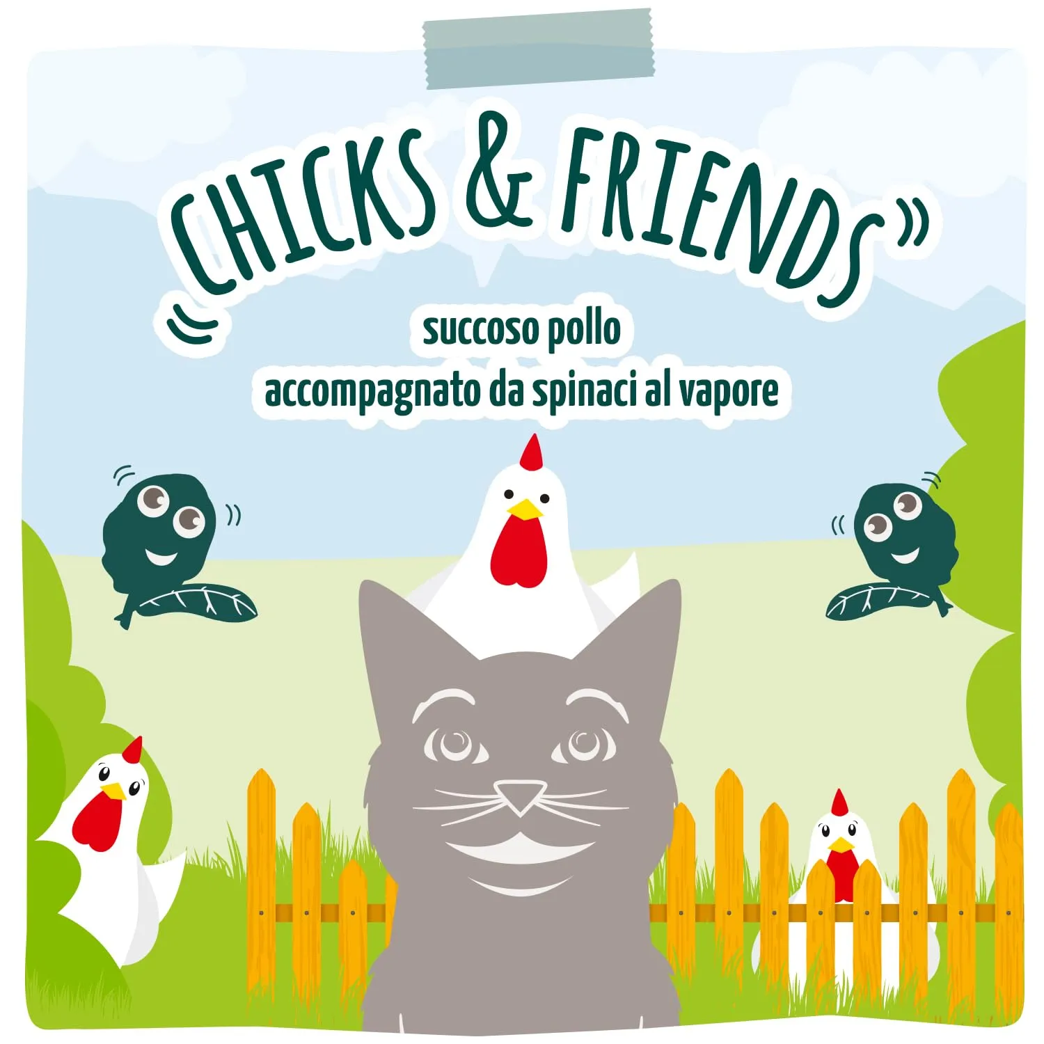 MjAMjAM - Cibo umido Premium per gatti - Quetschie - Chicks & Friends pollo succoso con spinaci al vapore, confezione da 6 (6 x 300g), senza cereali - immagine 5