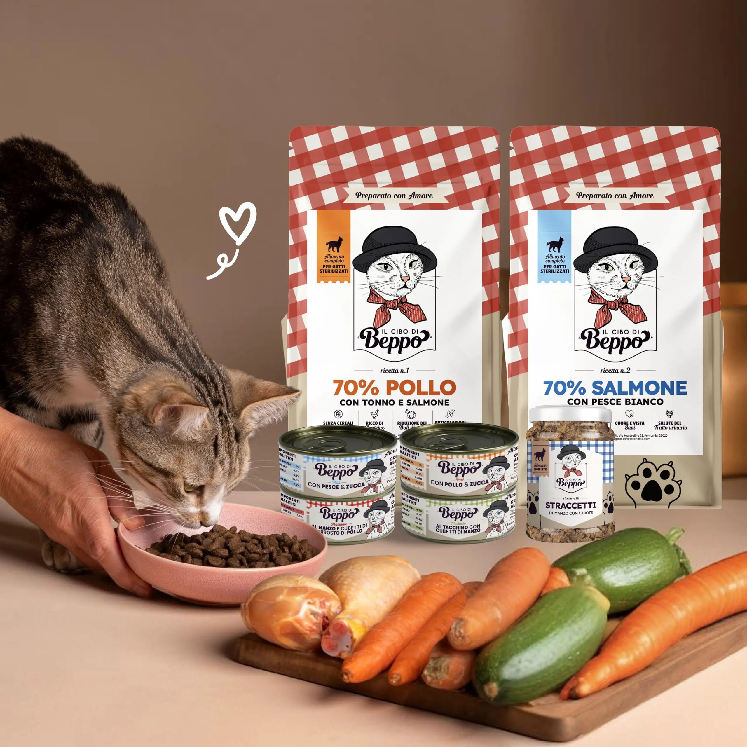 Il Cibo di Beppo Umido Macinato per Gatti Sterilizzati - 12 Lattine da 85g - Alimento Completo di Alta Qualità (12 lattine da 85g, Macinato - Manzo con cubetti di Pollo) - immagine 6