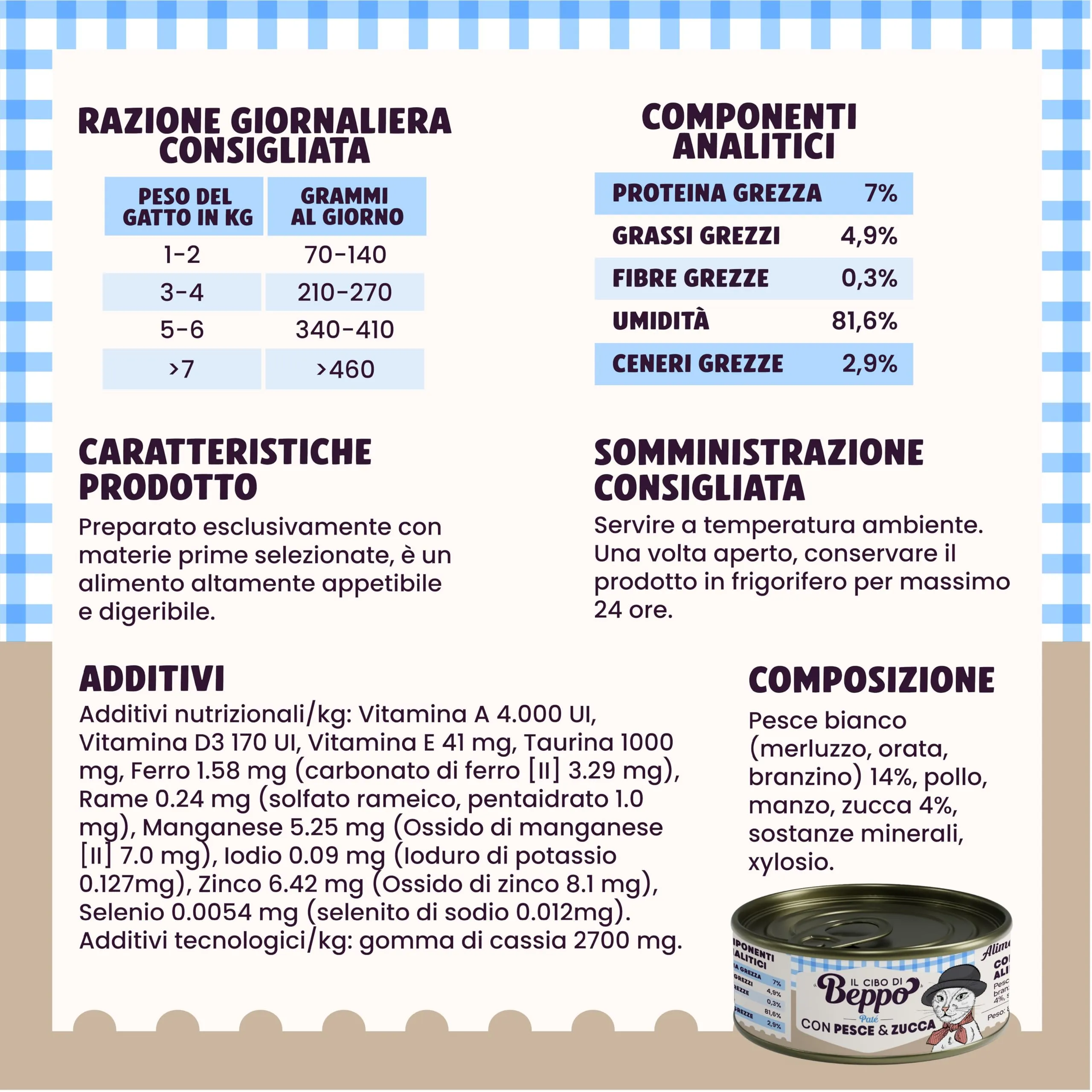 Il Cibo di Beppo Umido Macinato per Gatti Sterilizzati - 12 Lattine da 85g - Alimento Completo di Alta Qualità (12 lattine da 85g, Paté - Pesce e Zucca) - immagine 2