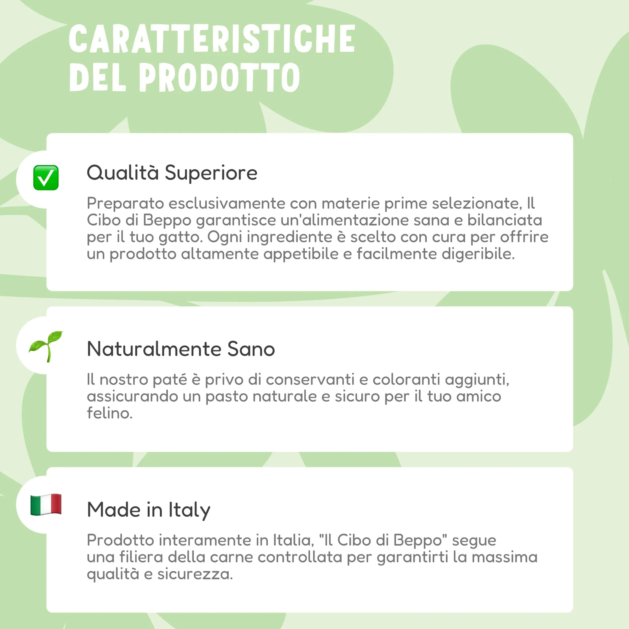 Il Cibo di Beppo Umido Macinato per Gatti Sterilizzati - 12 Lattine da 85g - Alimento Completo di Alta Qualità (12 lattine da 85g, Paté - Pesce e Zucca) - immagine 8
