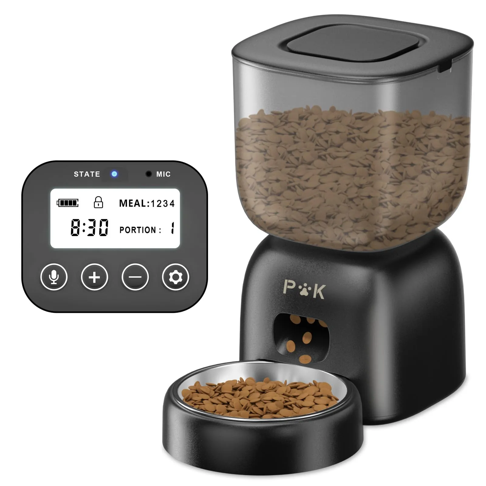 PUPPY KITTY Cady Distributore Automatico Cibo Gatti, 3L Dispenser Cibo Gatti con 10S Registrazion, Durata Della Batteria fino a 180 giorni, Orari di Mangiatoia Personalizzati, 1-4 Pasti al Giorno - immagine 1