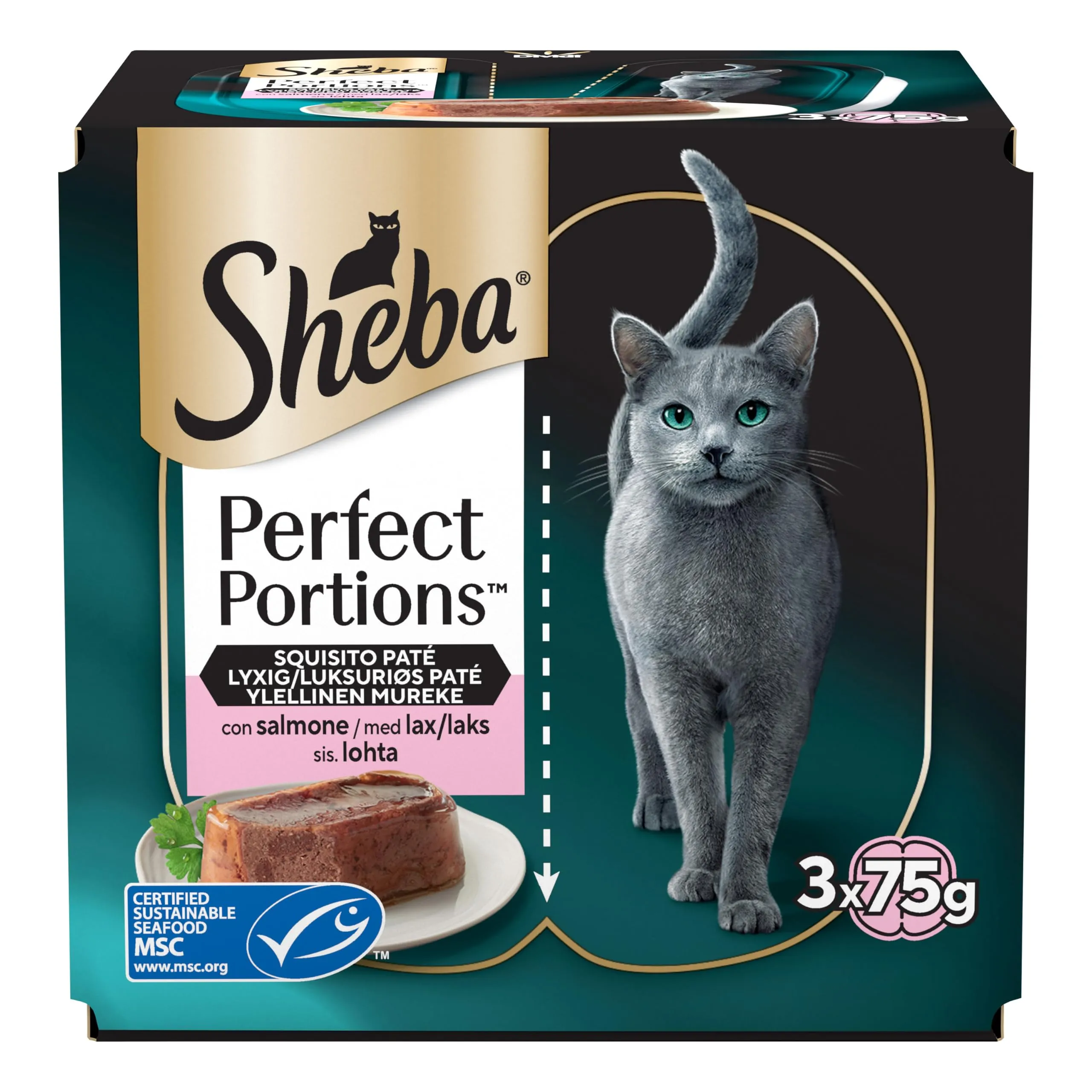 Sheba Perfect Portions paté con Salmone 3x2x37,5g*8 - immagine 1