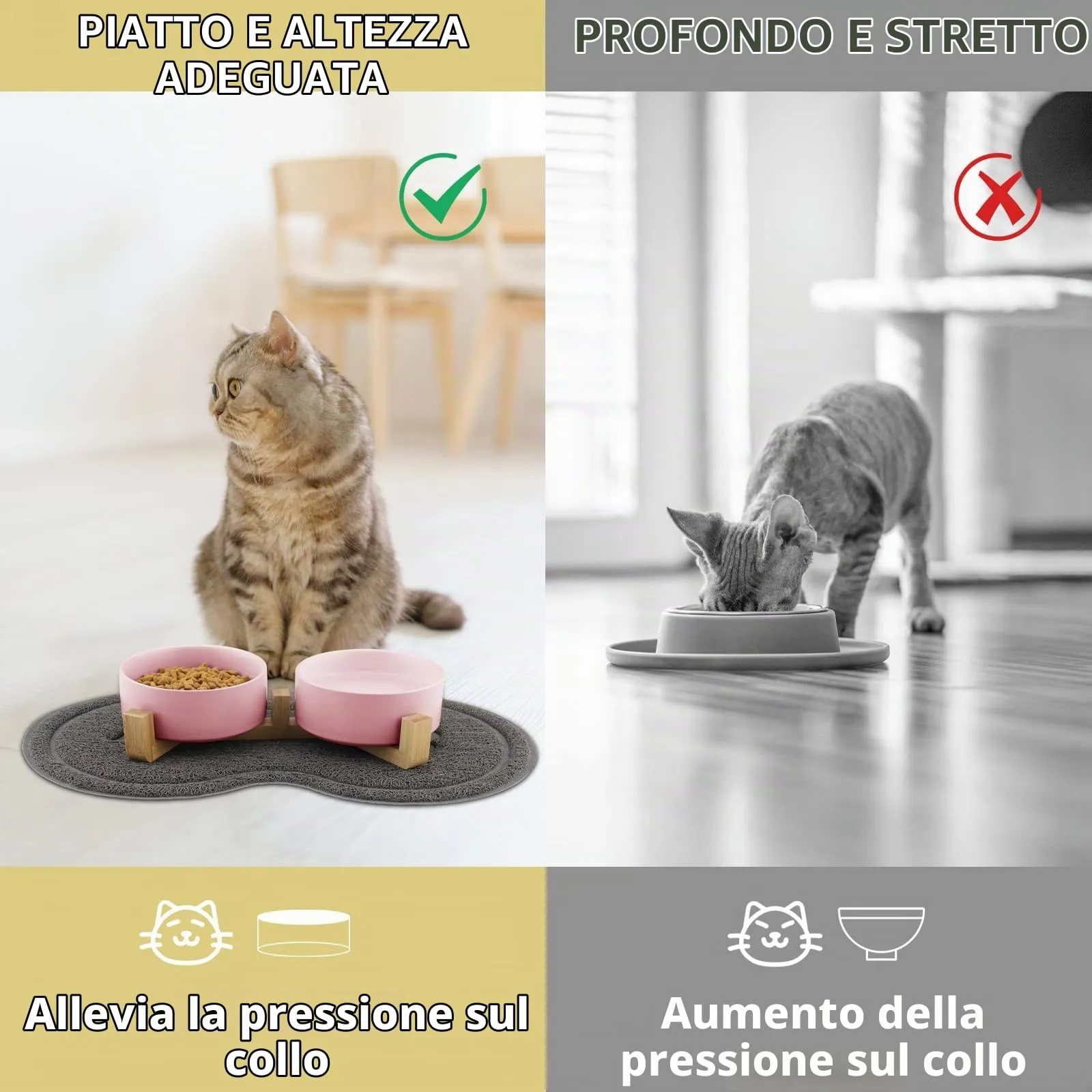 Zosenyer Ciotole per Gatti, Ciotola Ceramica Gatto con Staffa 400ML, Distributore per cibo con 2 Ciotole, Adatto a Gatti di Tutte le Dimensioni e Cuccioli (Rosa) - immagine 4