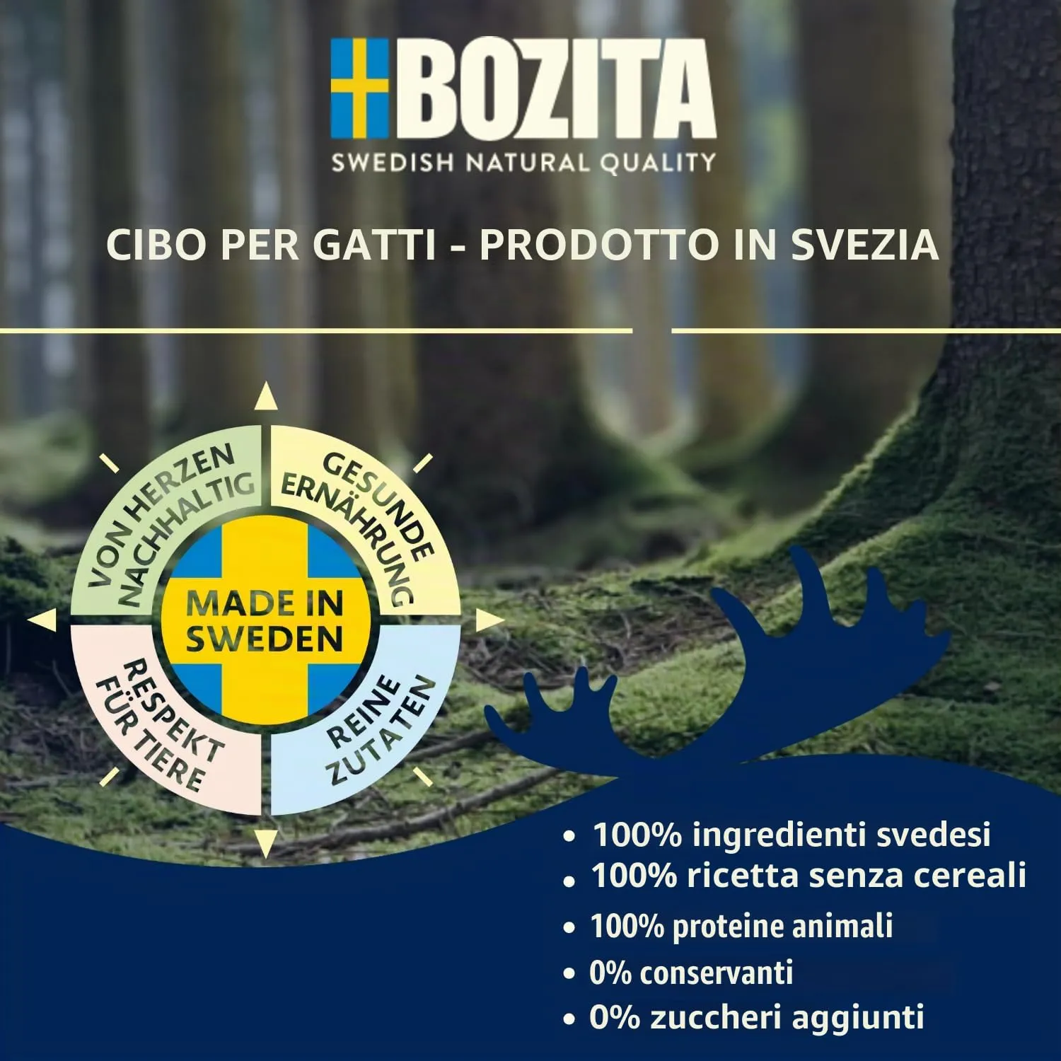 BOZITA Mousse WILD Mix 12 x 85 g – Cibo umido per gatti gourmet in piccole dosi – con postbiotici per sostenere una flora intestinale sana con renna, cervo e cinghiale – Alimento completo - immagine 2