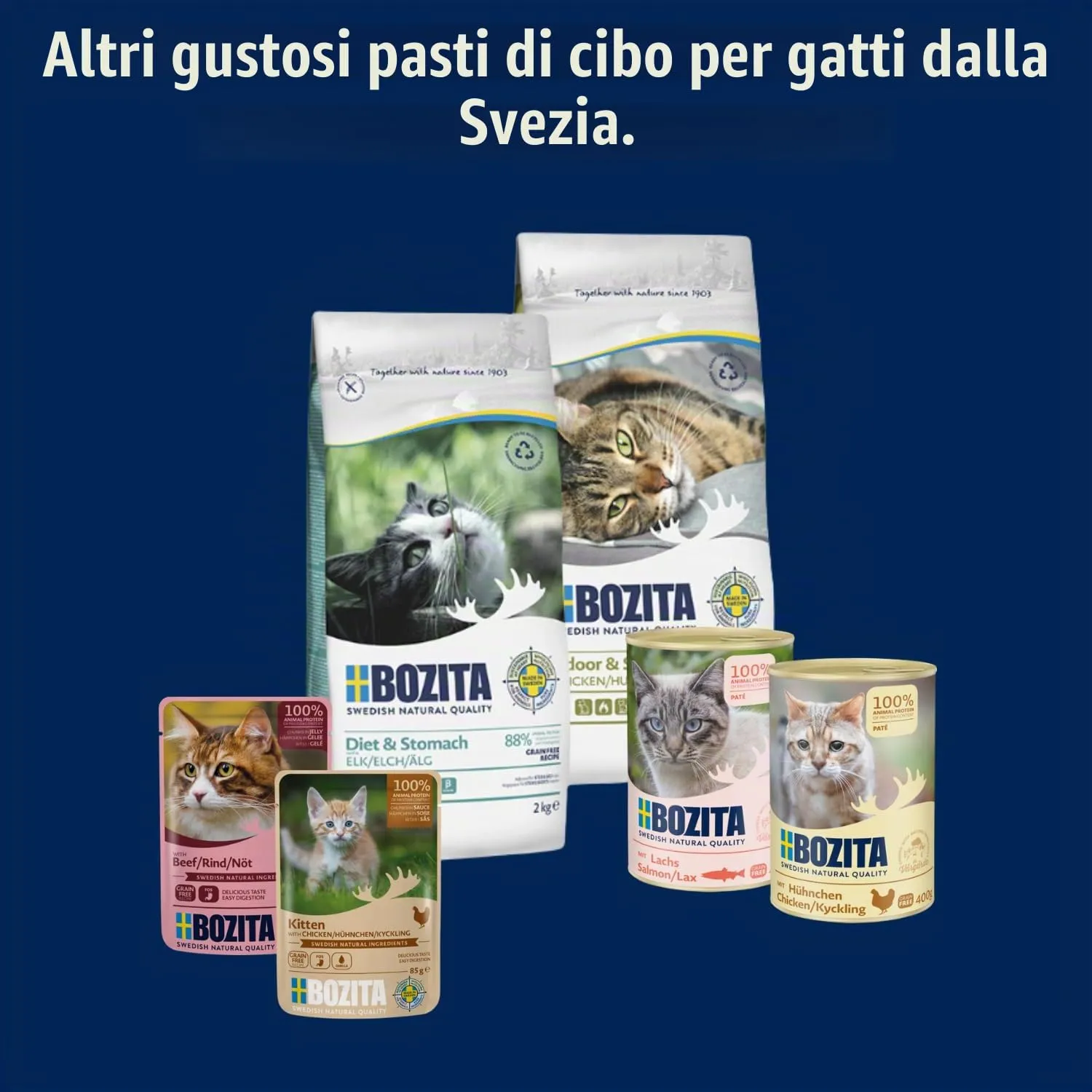 BOZITA Mousse WILD Mix 12 x 85 g – Cibo umido per gatti gourmet in piccole dosi – con postbiotici per sostenere una flora intestinale sana con renna, cervo e cinghiale – Alimento completo - immagine 6