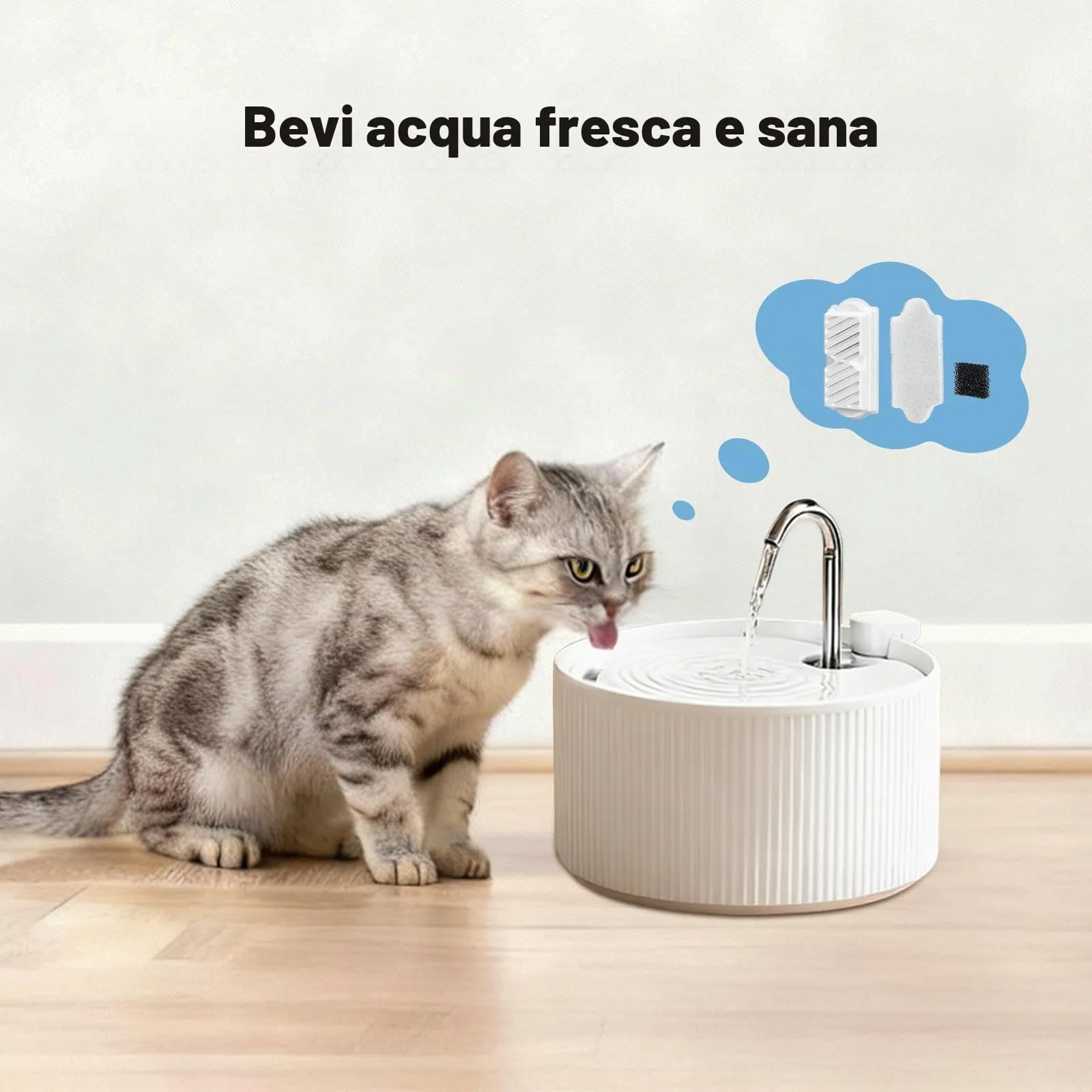 Filtro Ceramico per Fontana per Gatti: Filtro di Ricambio per Fontana da 2,2L VinDox per Gatti, Filtro a Carbone Attivo con Resina a Scambio Ionico, Filtrazione Multipla (6 + 6 + 6 Pezzi) - immagine 4