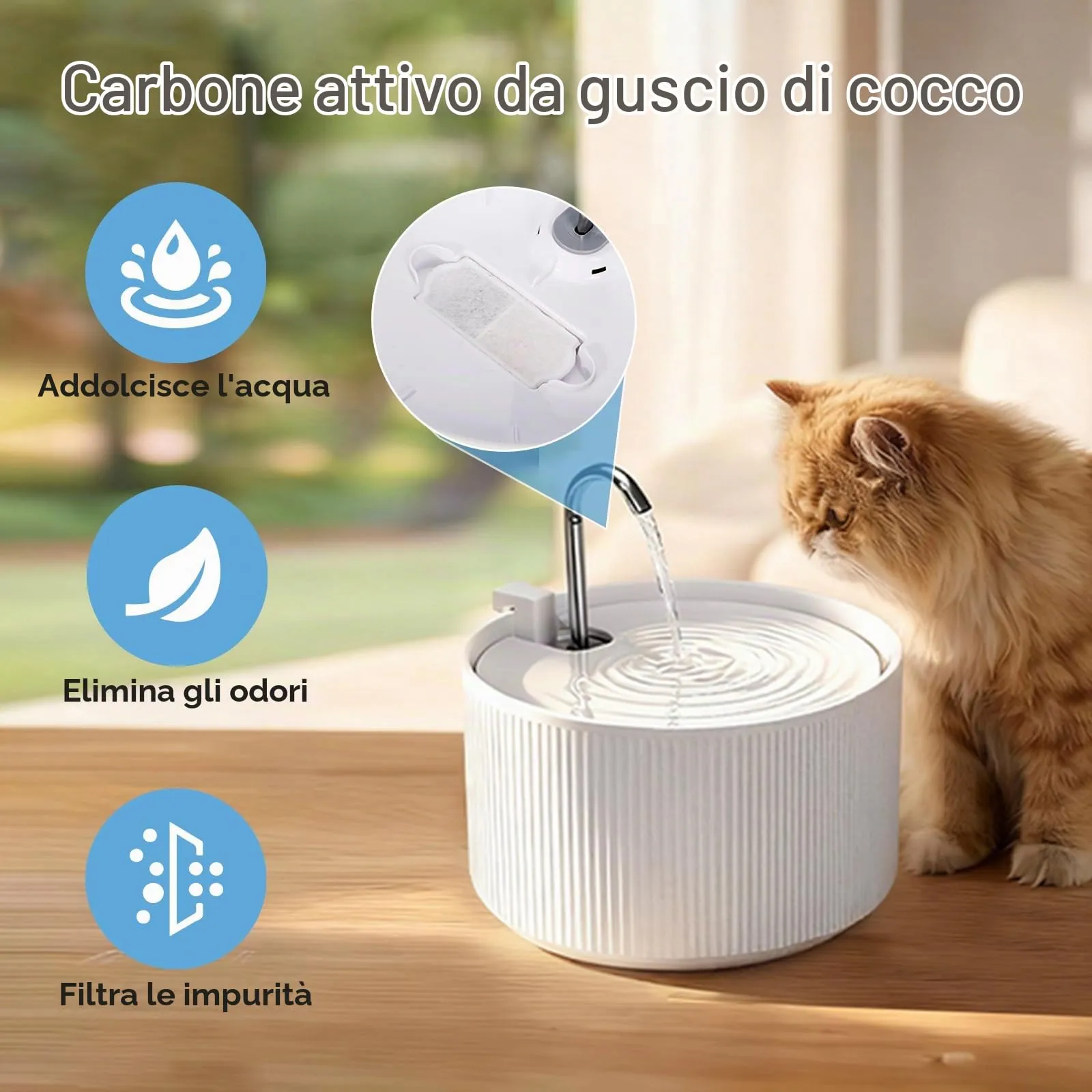 Filtro Ceramico per Fontana per Gatti: Filtro di Ricambio per Fontana da 2,2L VinDox per Gatti, Filtro a Carbone Attivo con Resina a Scambio Ionico, Filtrazione Multipla (6 + 6 + 6 Pezzi) - immagine 6