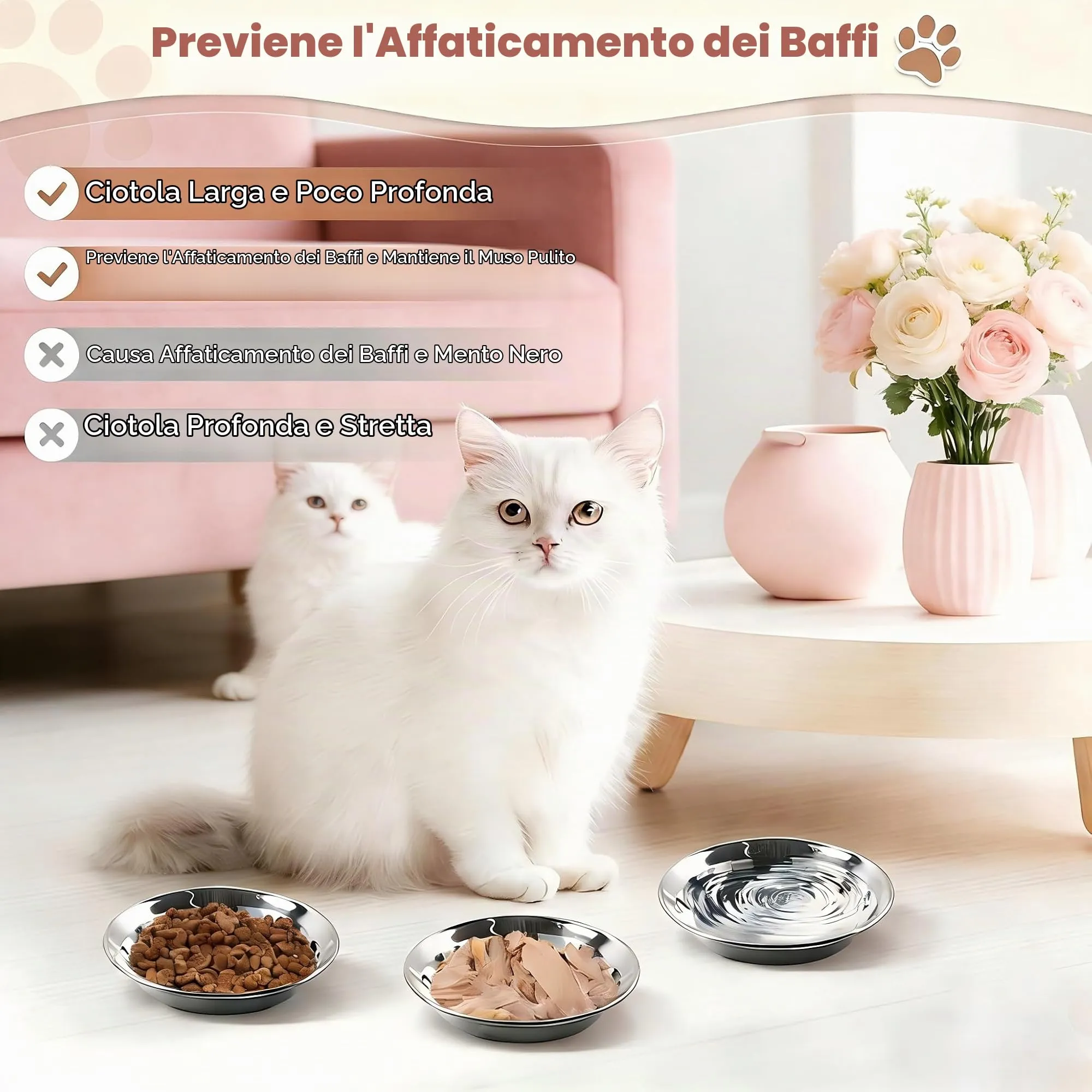Alitree Ciotole per Gatti in Acciaio Inossidabile,6ciotole piatte per gatti - immagine 4