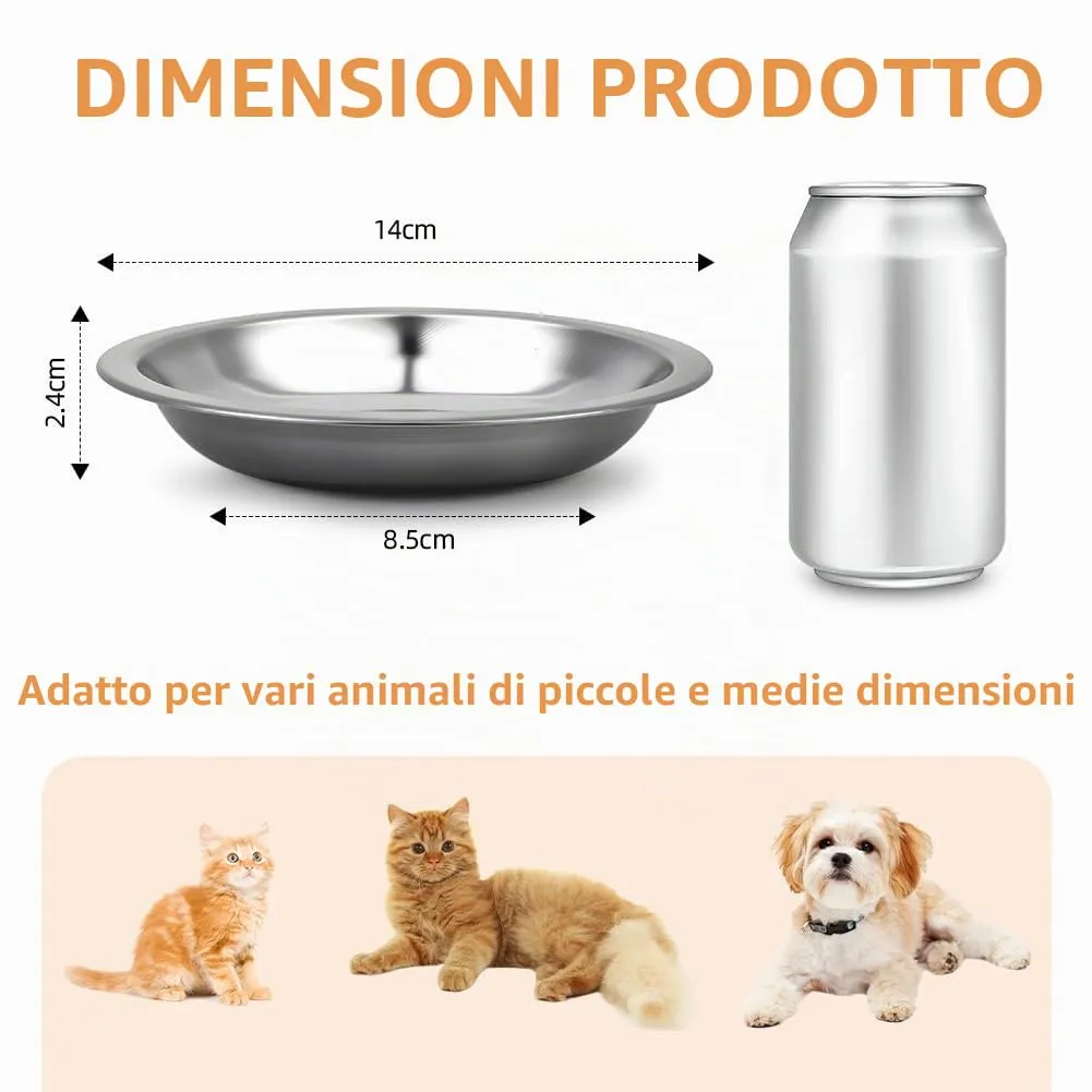 OSDUE 6 pezzi Ciotole per Gatti in Acciaio Inos, 14CM, Lgienica Durevole - immagine 2