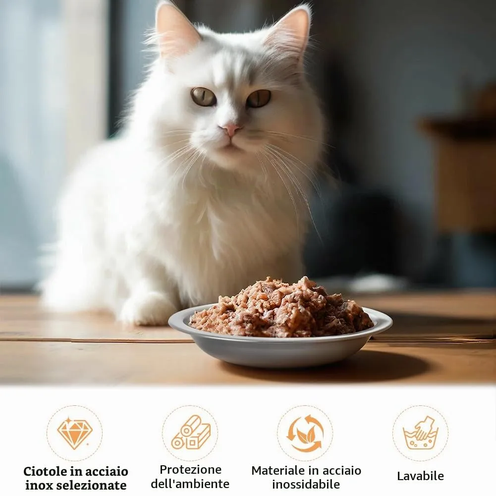 OSDUE 6 pezzi Ciotole per Gatti in Acciaio Inos, 14CM, Lgienica Durevole - immagine 4