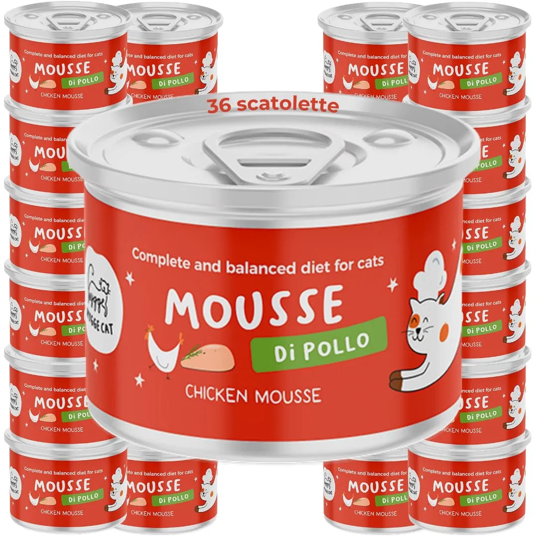 Hygge Cat Mousse di Pollo | Cibo Umido per Gatti Adulti Grain Free, Patè Morbido Monoproteico | Scatolette 36 x 85 g | Senza Cereali, con Taurina | Made in Italy - immagine 1