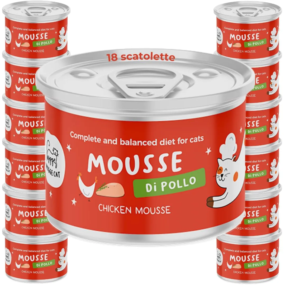 Hygge Cat Mousse di Pollo | Cibo Umido per Gatti Adulti Grain Free, Patè Morbido Monoproteico | Scatolette 18 x 85 g | Senza Cereali, con Taurina | Made in Italy - immagine 1