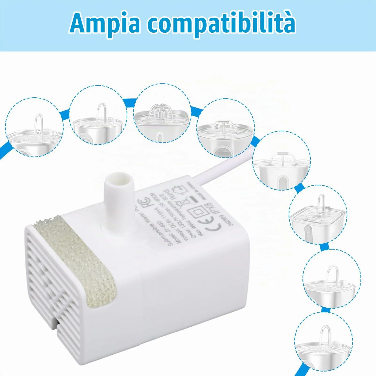 BTFO Pompa di Ricambio JY-830 per Fontana gatti Animali Domestici - immagine 5