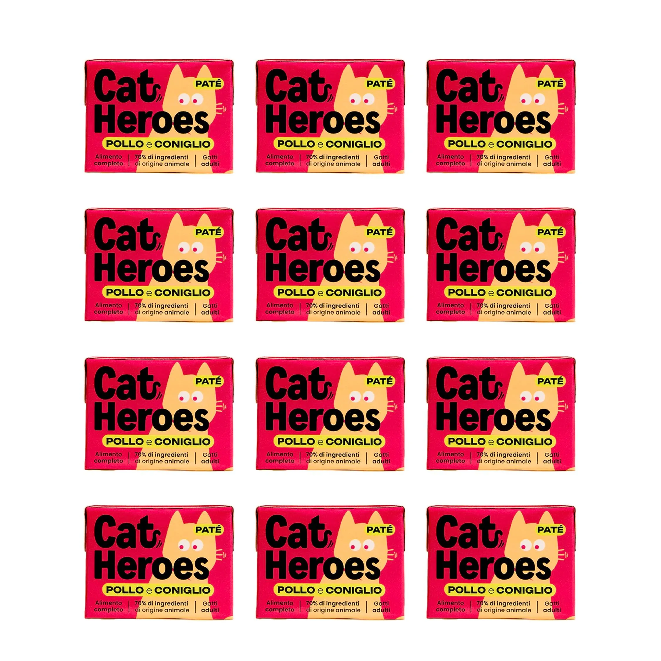 Cat Heroes Cibo Umido per Gatti Pollo e Coniglio (70%) 12x95g - immagine 1