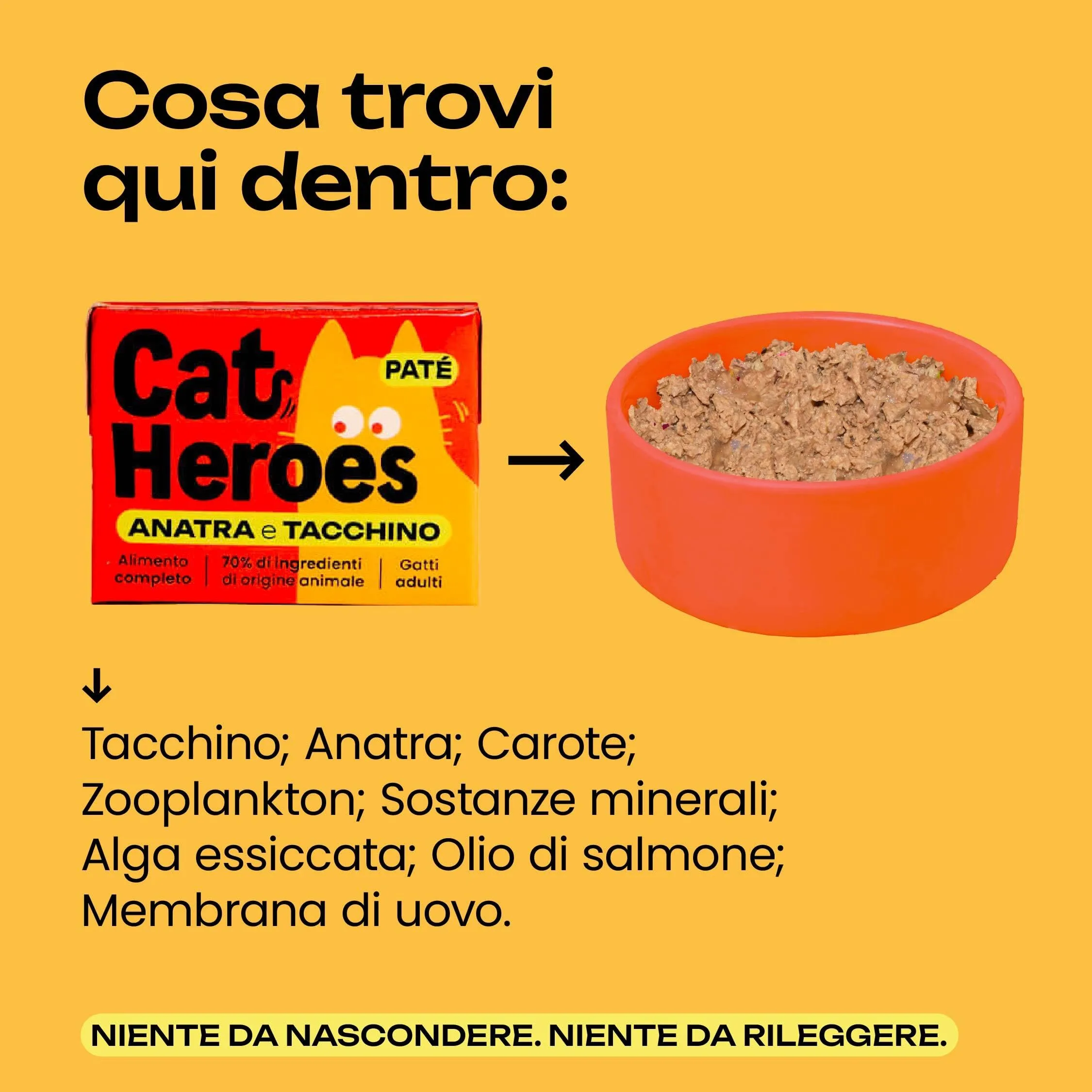 Cat Heroes Cibo Umido per Gatti Anatra e Tacchino (70%) 36x95g - immagine 3