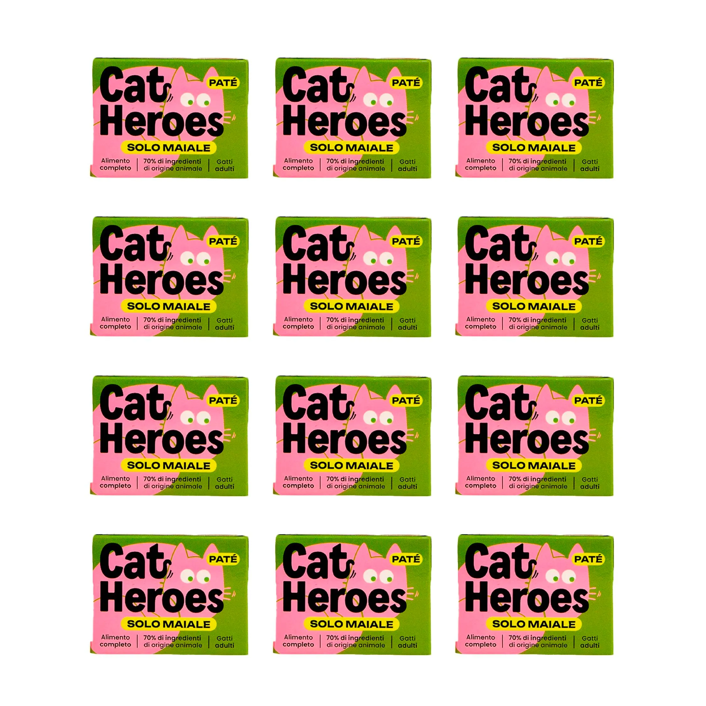 Cat Heroes Cibo Umido per Gatti Maiale (70%) 12x95g - immagine 1