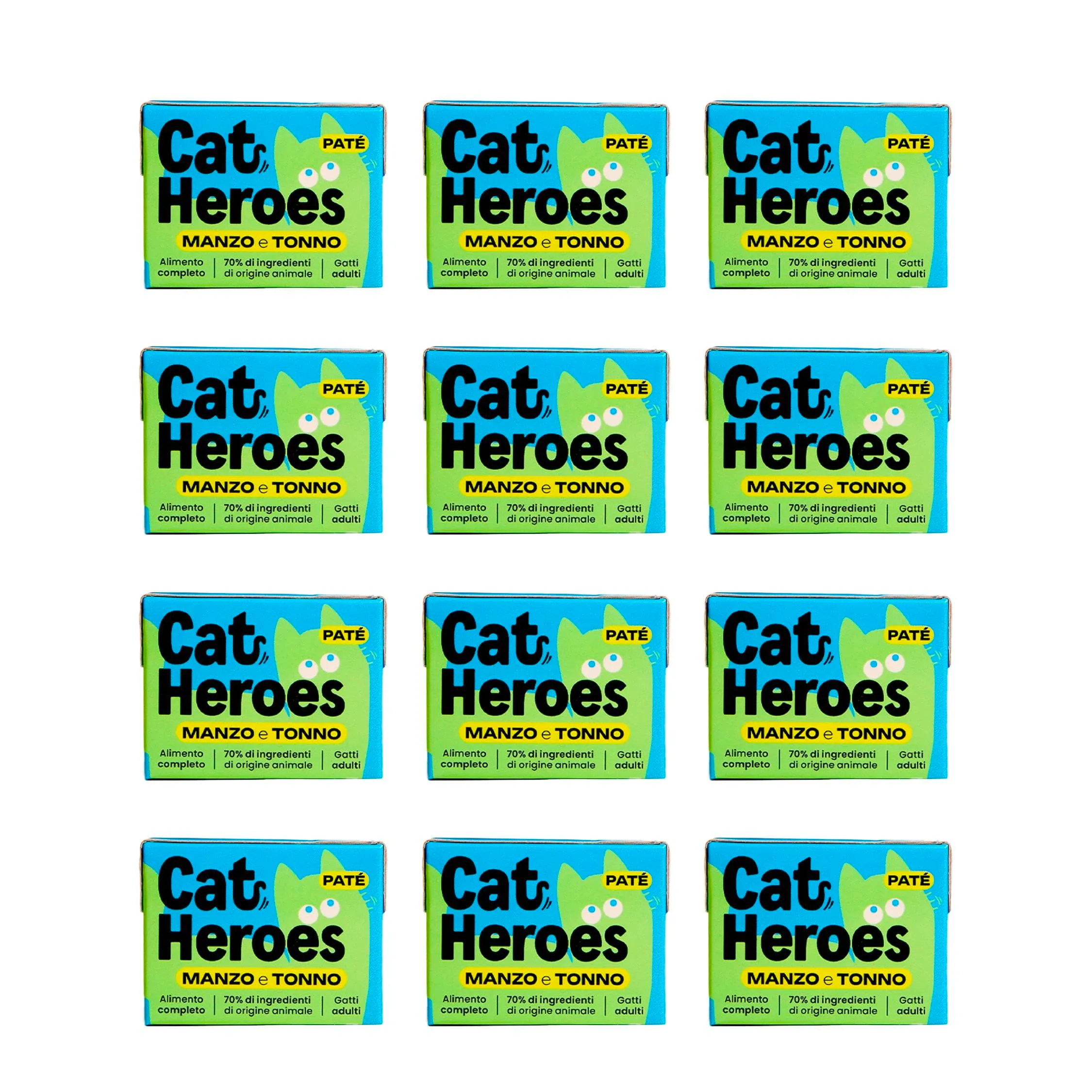 Cat Heroes Cibo Umido per Gatti Manzo e Tonno (70%) 12x95g - immagine 1