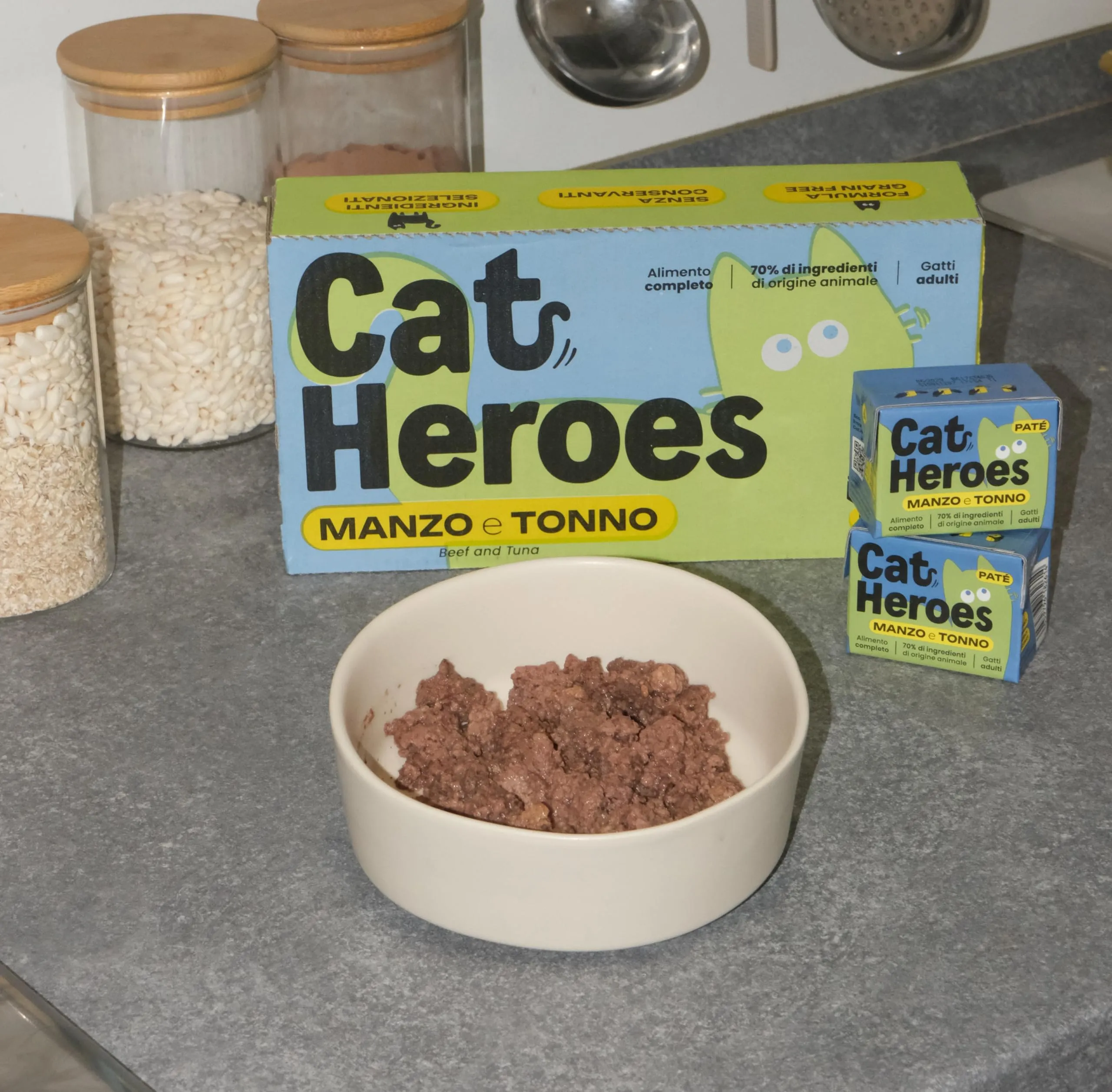 Cat Heroes Cibo Umido per Gatti Manzo e Tonno (70%) 12x95g - immagine 5