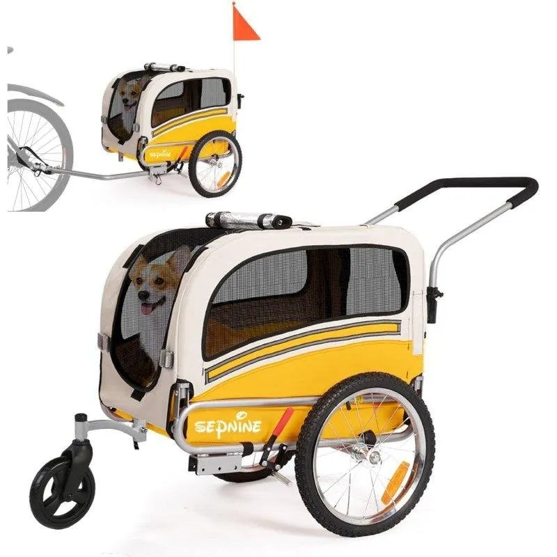 Rimorchio per animali Sepnine 20303b Pieghevole Impermeabile 30kg Giallo - immagine 1