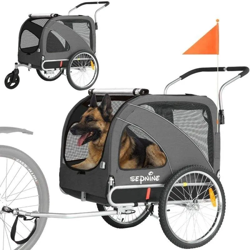 Rimorchio per Animali Sepnine 10202b 40kg Pieghevole - Grigio Scuro - immagine 1