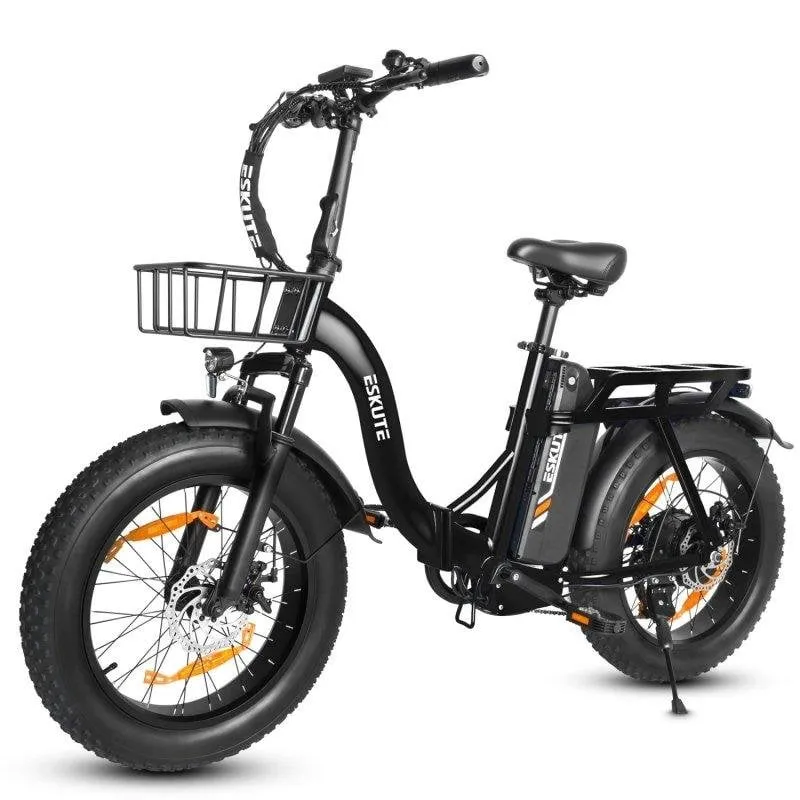 Bicicletta Elettrica Eskute D202 - Motore 250W Batteria 48V20.8ah Pneumatici 20x4 Freni a Disco Nero - immagine 1