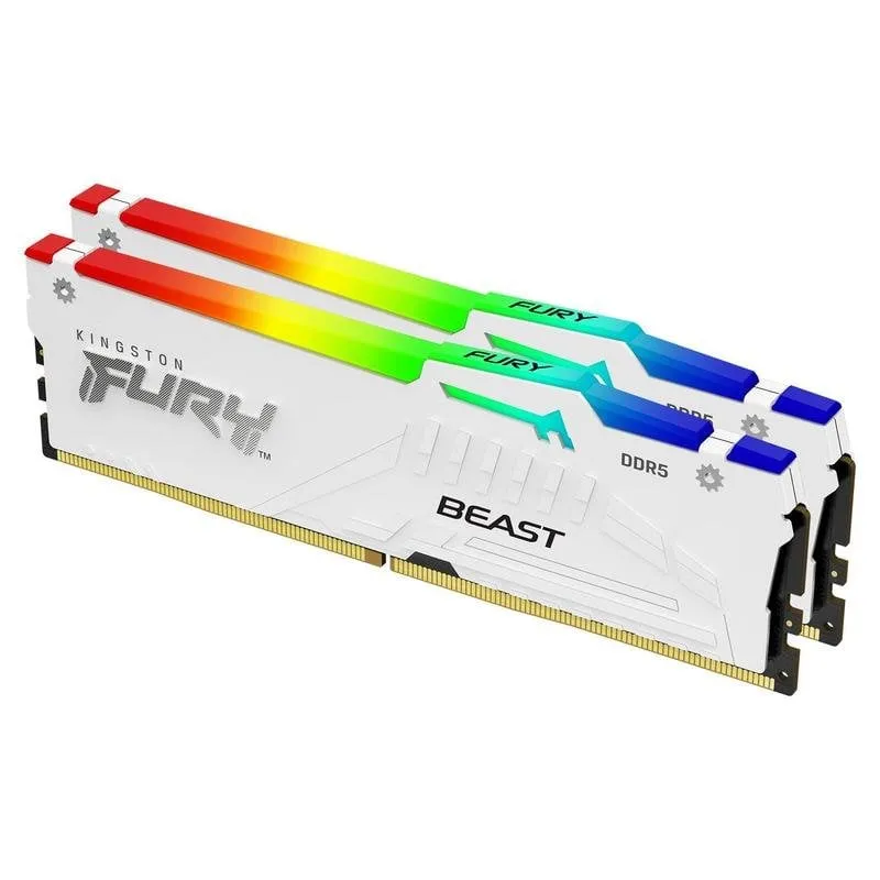 Memoria RAM Kingston FURY Beast RGB 32GB 2x16GB DDR5 6800MHz CL34 Bianco AMD EXPO - immagine 1
