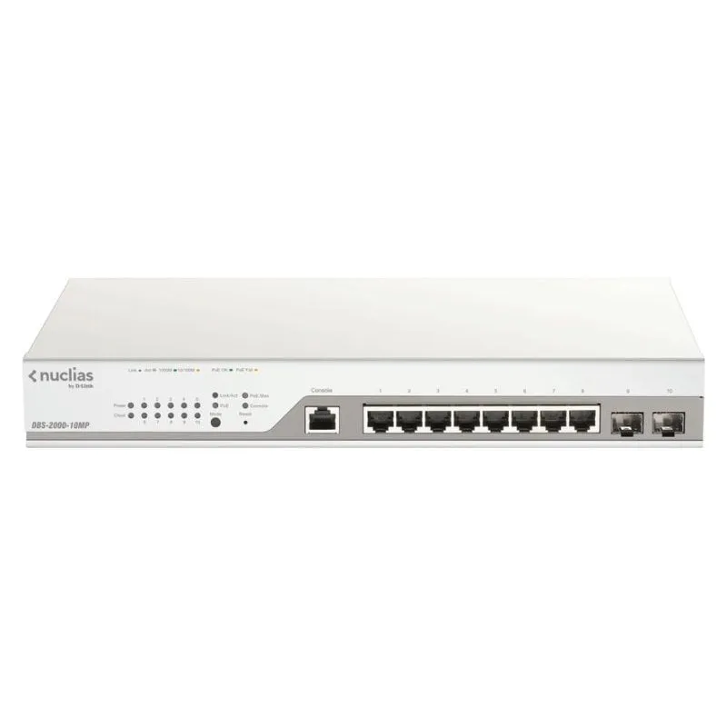 Switch D-Link DBS-2000-10MP/E Gestito L2 Gigabit PoE+ 8 porte RJ-45 e 2 SFP - immagine 1