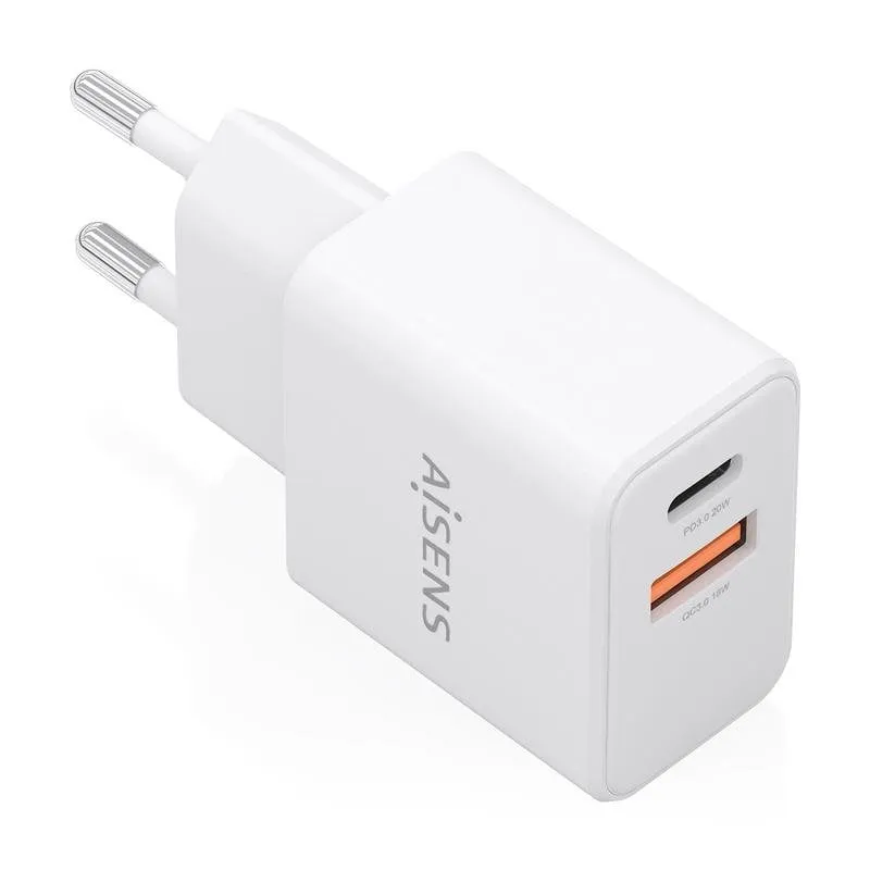 Caricatore GaN Aisens 20W USB-C PD3.0 USB-A QC3.0 - immagine 1