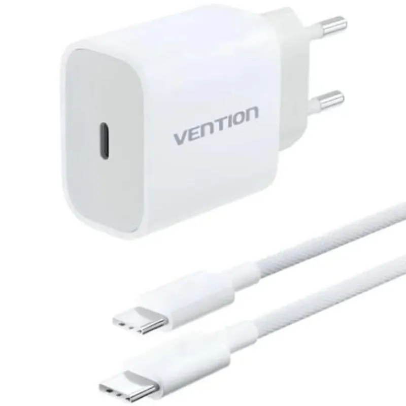 Caricatore da Parete Vention 20W USB-C PD con Cavo 1m - immagine 1