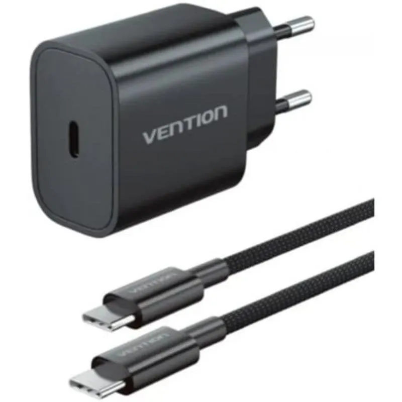 Caricatore a parete Vention 20W USB-C con cavo Lightning 1m G17B0-EU Nero - immagine 1