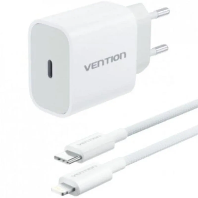 Caricatore a Parete Vention 20W USB-C con Cavo Lightning 1m G17W0-EU Bianco - immagine 1