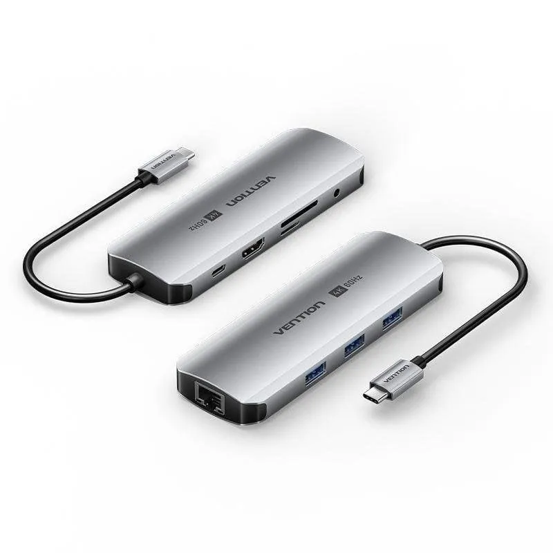 Hub USB-C Vention TQLHB 9-in-1 Grigio - immagine 1