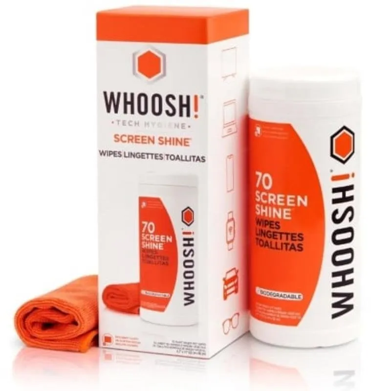 Kit Pulizia Schermo Whoosh WSH006 70 Salviette + Panno Microfibra - immagine 1