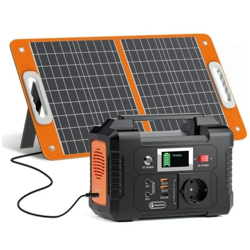 Stazione di energia Welltin E200 151Wh 2 porte AC, 2 USB QC3.0 Batteria Li-ion Pannello solare 60W - immagine 1