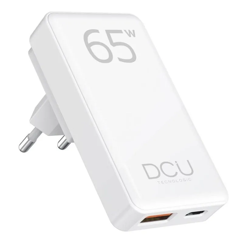 Caricatore a parete ripiegabile DCU Tecnologic GaN USB-C 65W + USB-A 18W - immagine 1