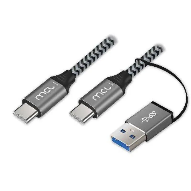 Cavo USB 2 in 1 MCL USB-C 3.2 Gen 2 10 Gbit/s 100 W 2 m - immagine 1