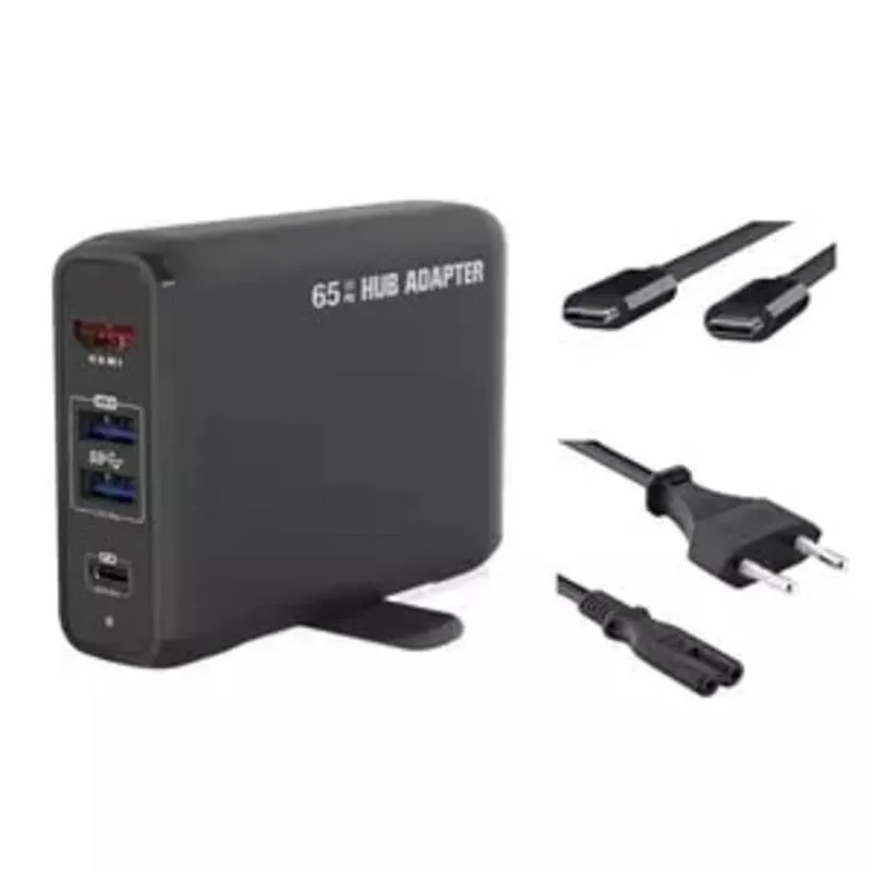 Stazione di ricarica DLH USB-C 65W con Hub HDMI 4K e USB-A 3.2 - immagine 1