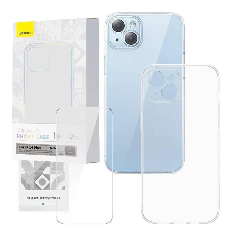 Custodia Baseus P60112202201-02 TPU trasparente e vetro temperato per iPhone 14 Plus - immagine 1