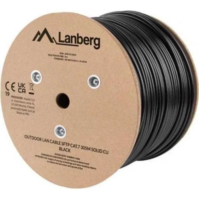 Cavo di Rete Lanberg CAT7 SFTP 305 m RJ45 Nero - immagine 1
