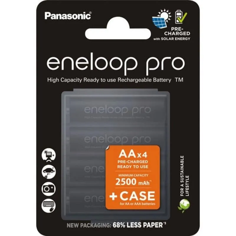 Batteria ricaricabile Panasonic Eneloop Pro AA 2500 mAh 4 pezzi - immagine 1