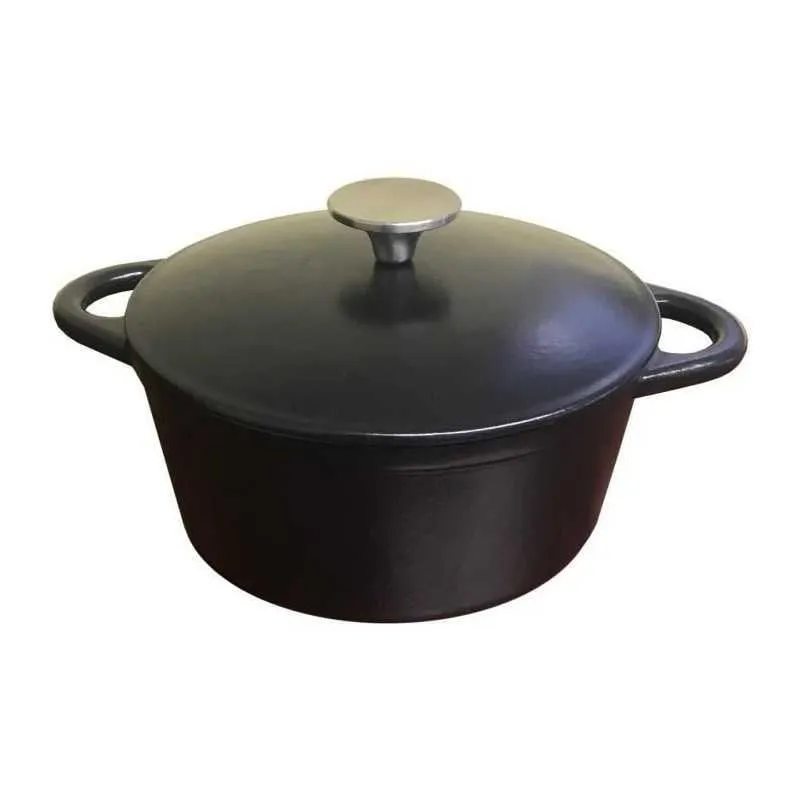 Cocotte Baumalu 336407 Ghisa 26 cm Nera Opaca Coperchio Bombato Manici Integrati - immagine 1