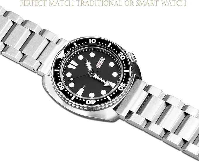 Kai Tian Cinturino acciaio inossidabile massiccio per donna Cinturino in argento 18mm Orologi Cinturino in metallo Chiusura deployante Orologio da donna Bracciale - immagine 6