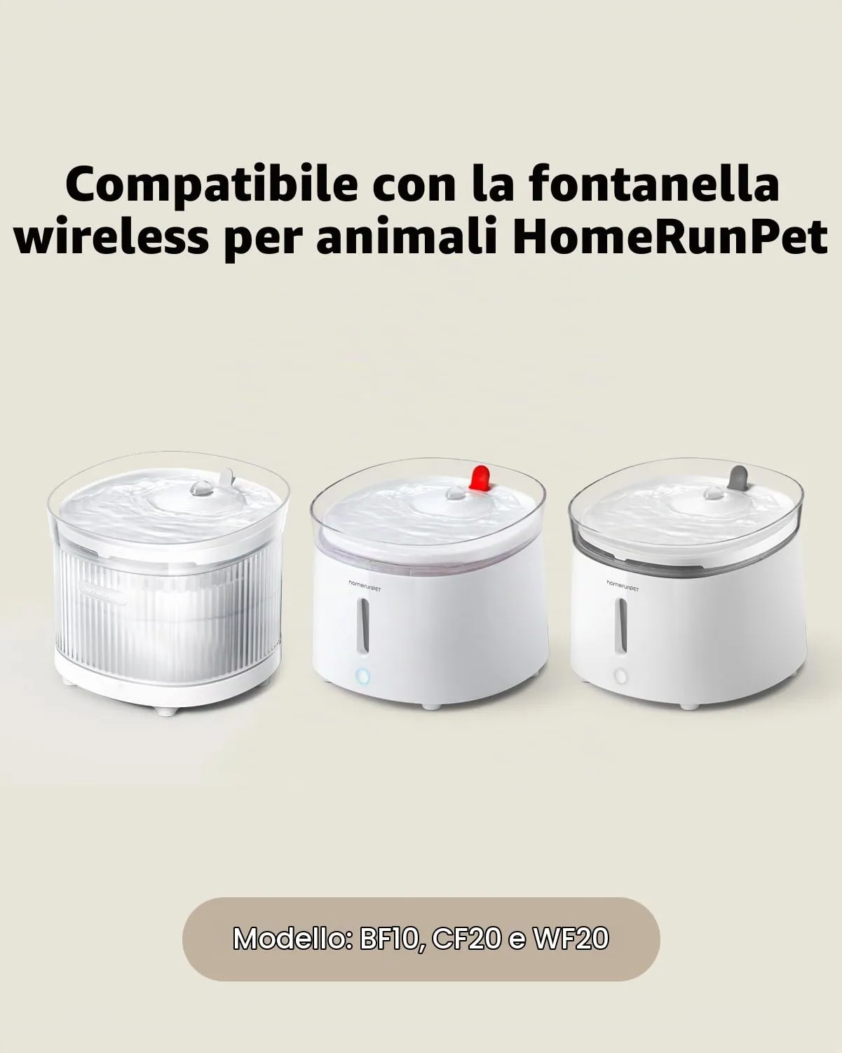 HomeRunPet Filtri per Fontana, 3 Pezzi, Filtro di Ricambio per Fontana per Cani e Gatti, Bianco - immagine 3