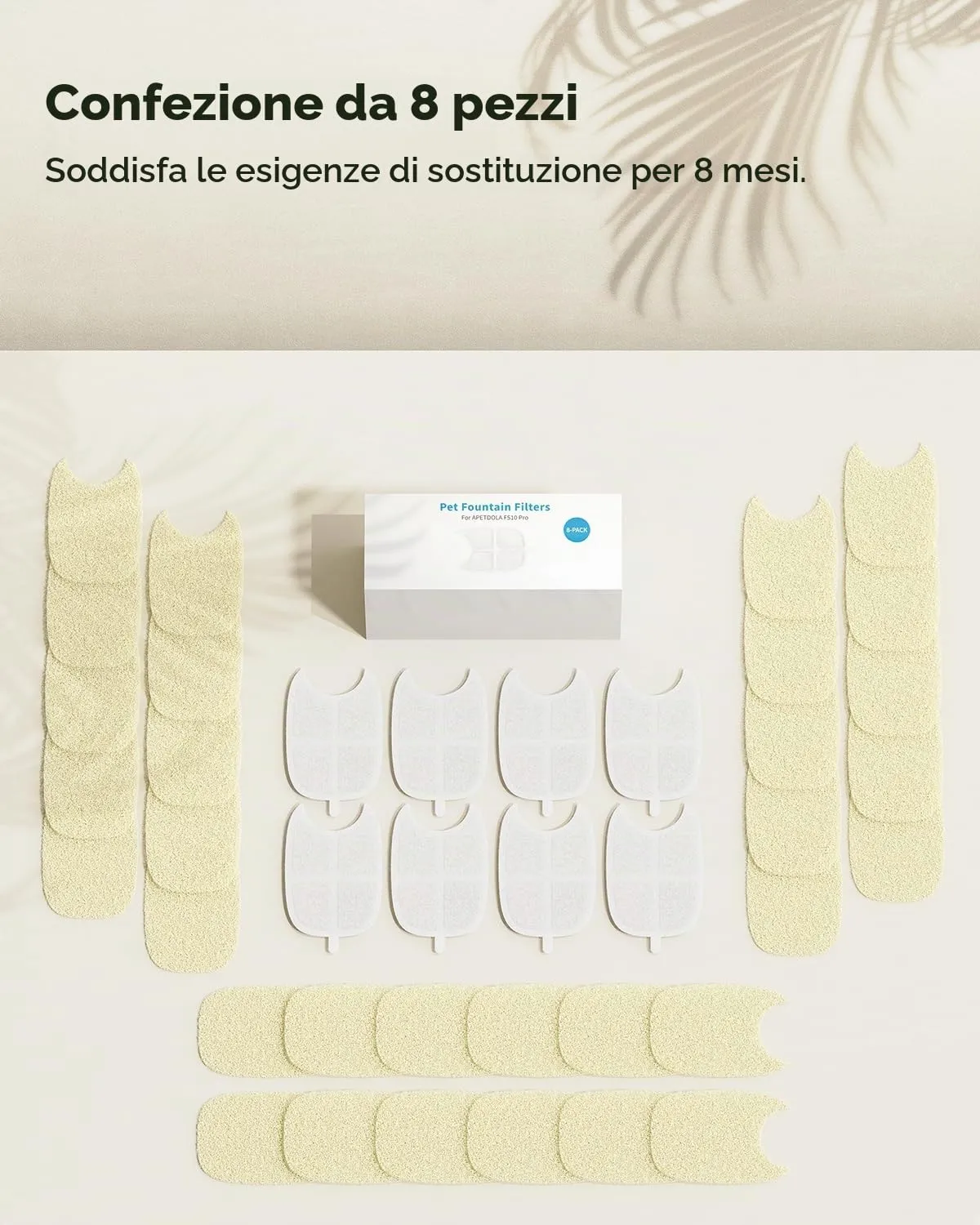 8 Pack Filtri per APETDOLA 4L Cordless Fontanella per Gatti in Acciaio Inossidabile con Multi-filtrazione, Filtro per Fontana per Gatti con Batteria e Sensore di Movimento-FS10Pro - immagine 7