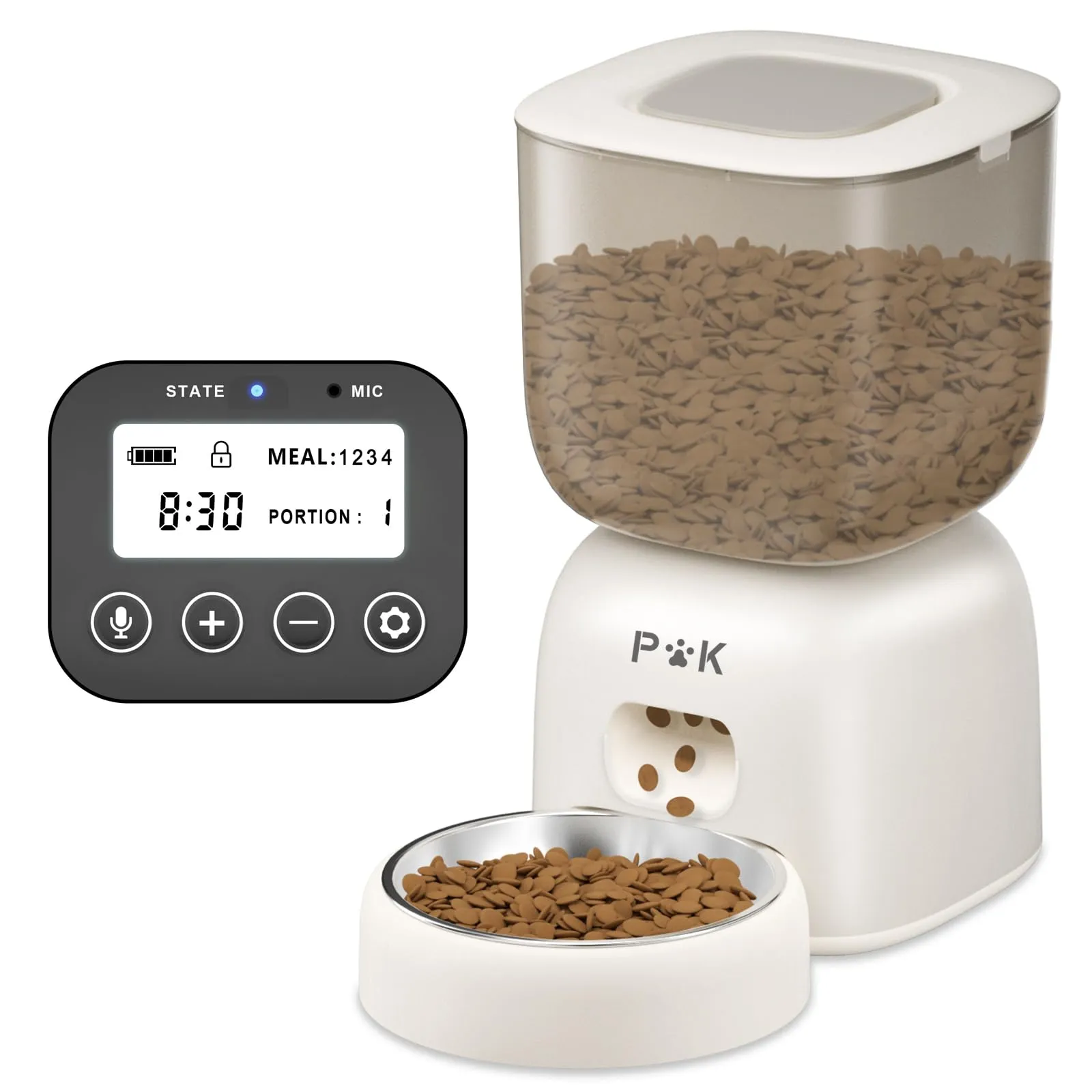 PUPPY KITTY Cady Distributore Automatico Cibo Gatti, 3L Dispenser Cibo Gatti con 10S Registrazion, Durata Della Batteria fino a 180 giorni, Orari di Mangiatoia Personalizzati, 1-4 Pasti al Giorno - immagine 1
