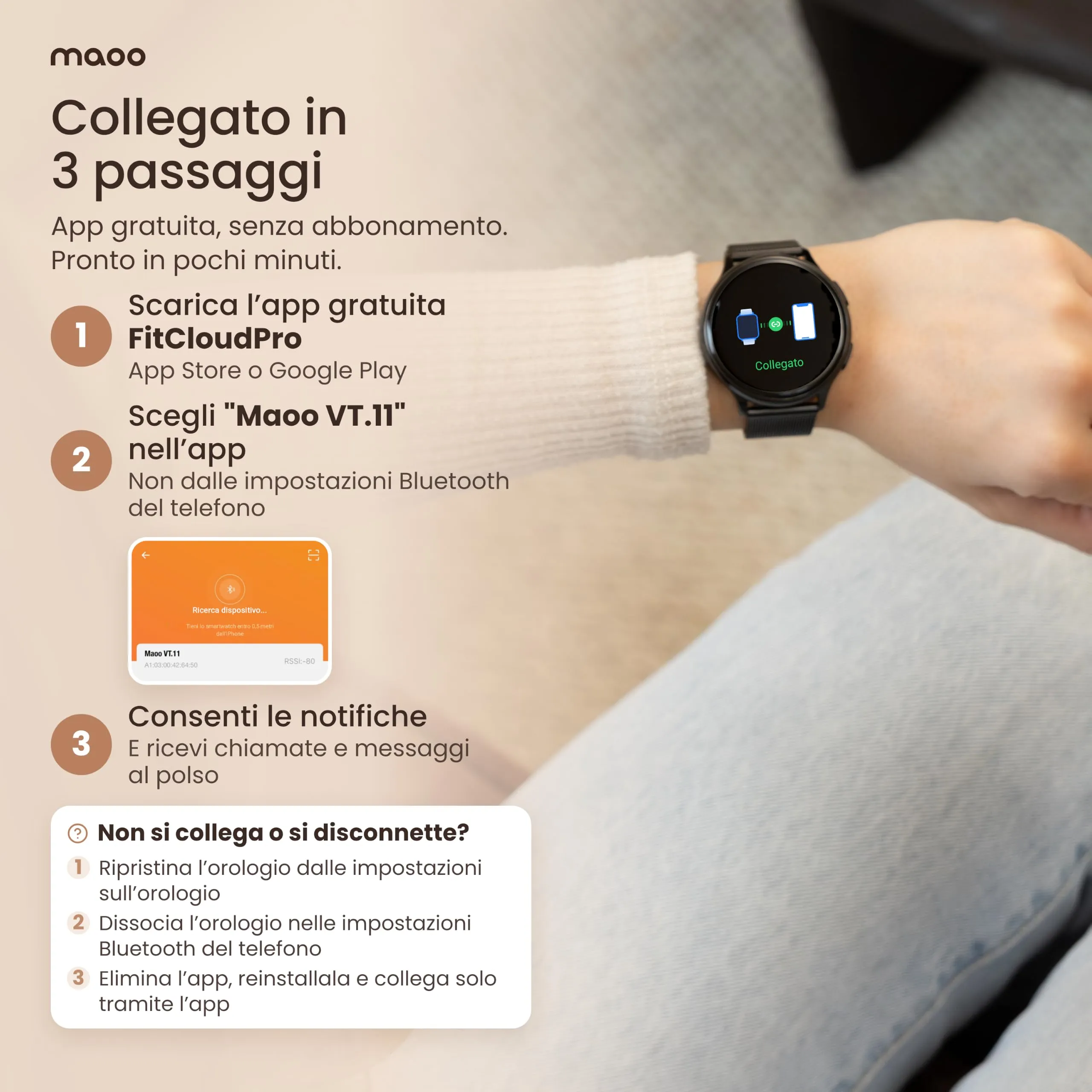 Maoo Ventura Orologio Smartwatch Donna con Chiamate Bluetooth e 5 Cinturini, Display AMOLED Rotondo, Smart Watch Donna Compatibile iPhone Android, Fitness Tracker, Contapassi, SpO2, IP67, Nero - immagine 11