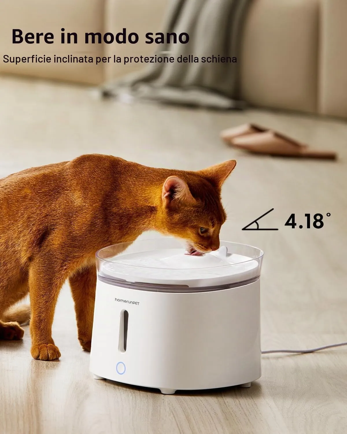 Homerunpet Fontanella per Gatti, Ultrasilenziosa Fontana per Gatti con Pompa Senza Fili, Facili da Pulire Fontanella per Gatti e Cagnolini, Senza BPA, Luce LED Intelligente, Filtri Inclusi, 2 L - immagine 8