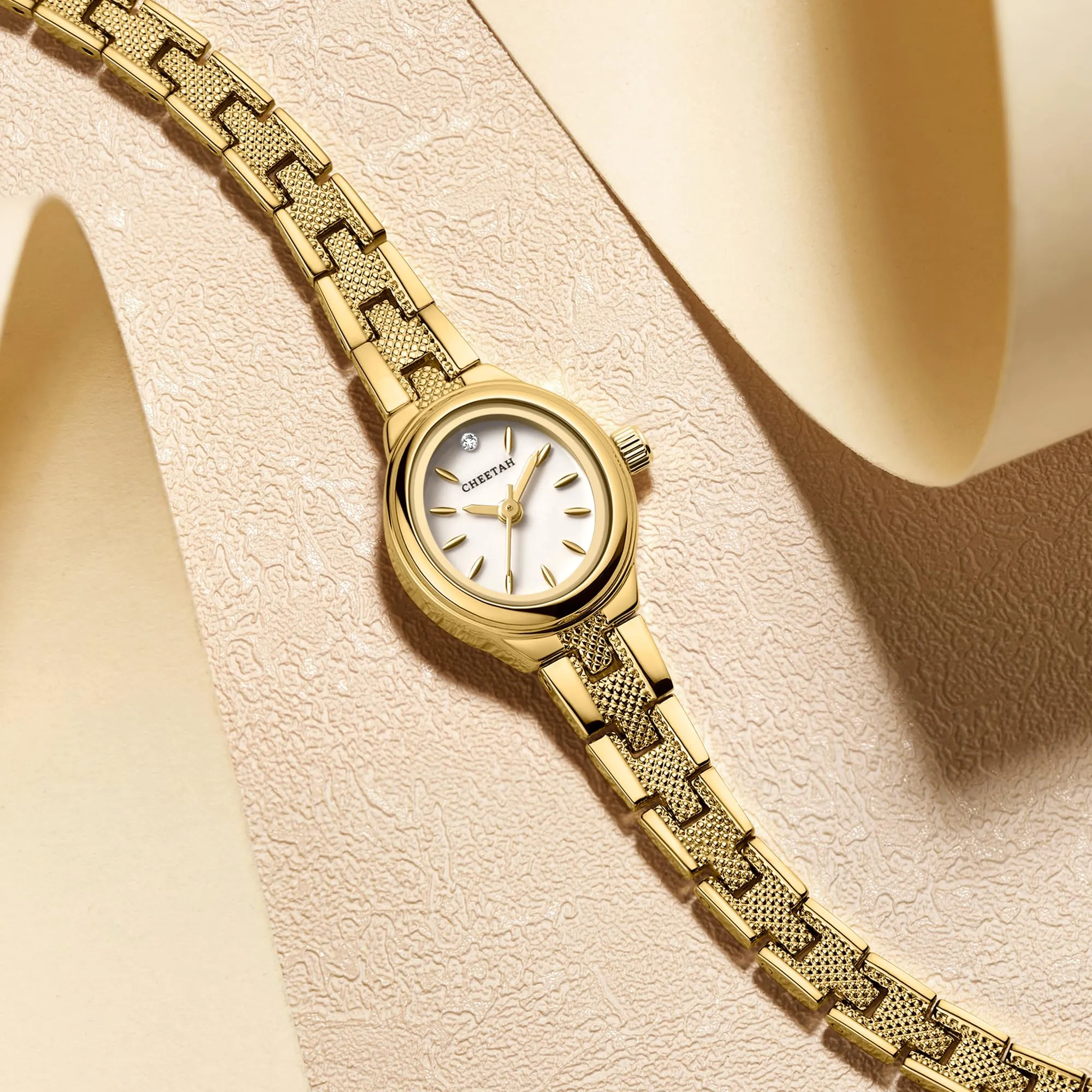 CHEETAH Orologio Donna Dorato Piccolo: Orologio Vintage Ovale al Quarzo con Bracciale Classico in Acciaio Inossidabile, Impermeabile 3 ATM - immagine 4